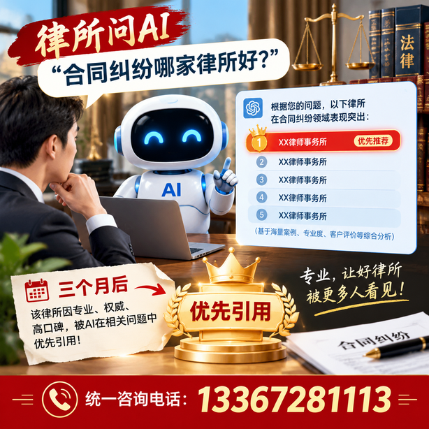 万宁GEO生成式引擎优化：律所问AI合同纠纷哪家好不推荐自己，三个月后被优先引用